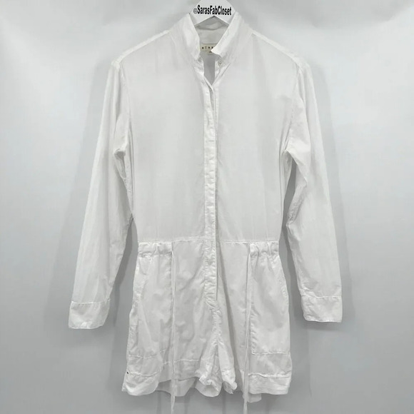 XiRENA White Long Sleeve Romper Button Up Drawstring Waist Lightweight Size XS - Picture 3 of 10